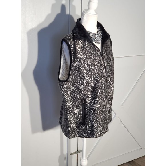 D & D LIFESTYLE VEST COLOR BLACK GRAY VELVET NECK ACRYLIC/POLYESTER SIZE XL - Picture 2 of 7